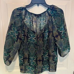 HeartSoul Green and Blue Patterned Blouse